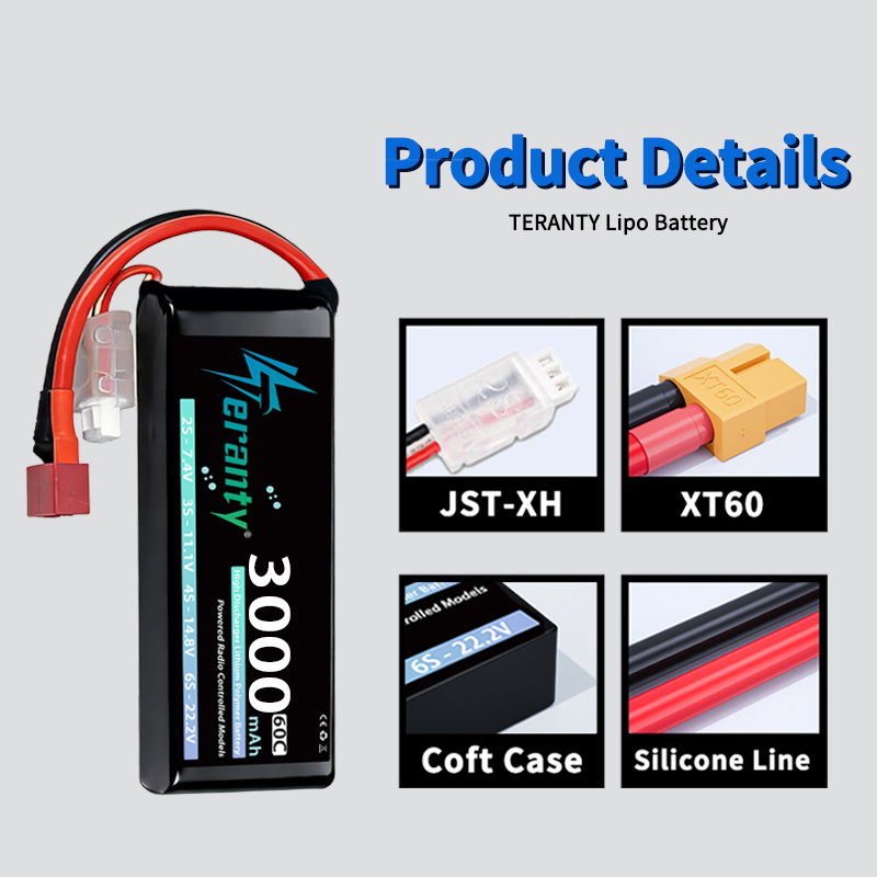 TERANTY 2S 3000mAh Lipo Batter - Drone Battery Connector reseña y precio