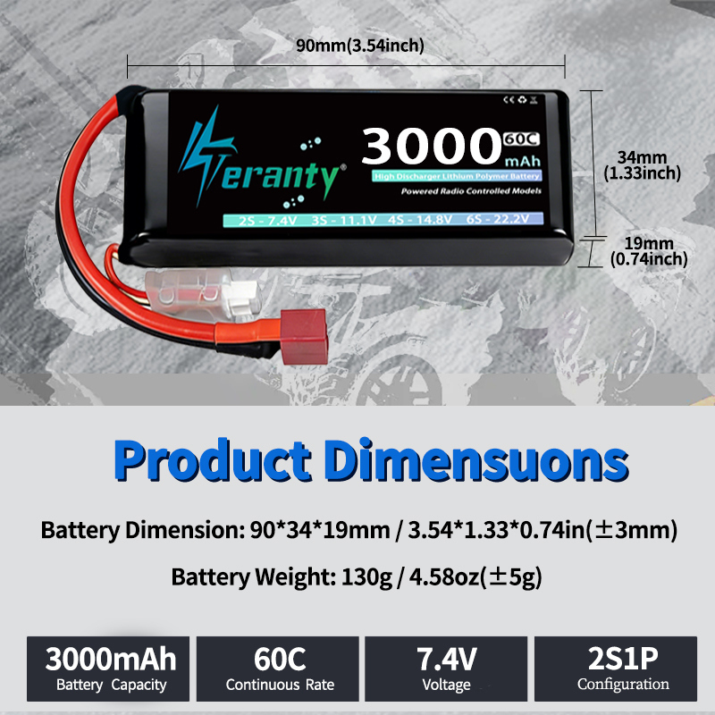 TERANTY 2S 3000mAh Lipo Batter - Drone Battery Connector reseña y precio