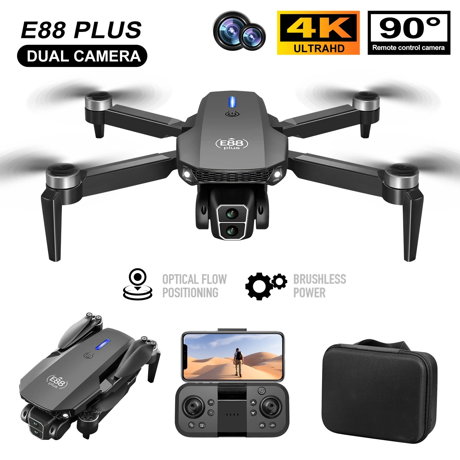 New E88 Plus Quadcopter Drone: - Drone Battery Box reseña y precio