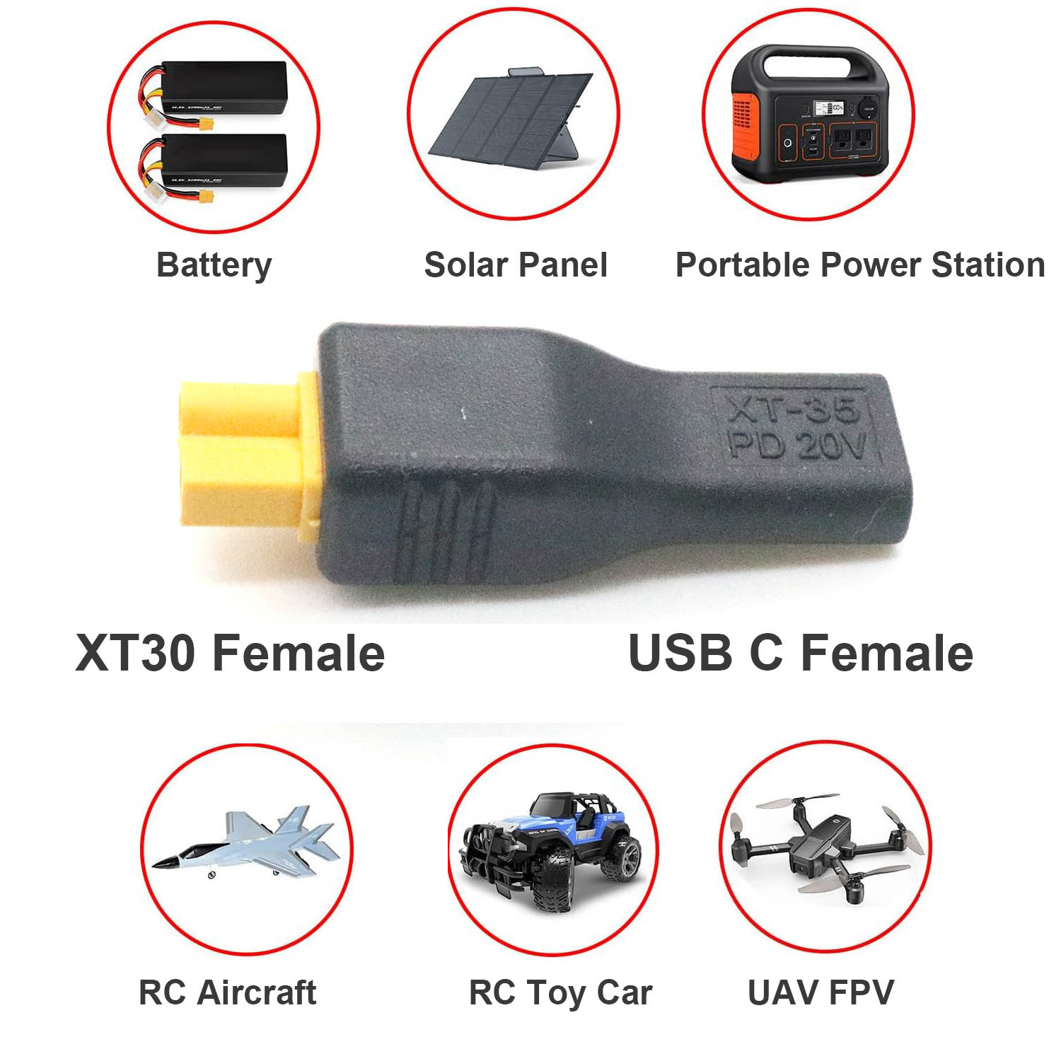 1pc USB Type C Female Input to - Drone Battery Connector reseña y precio