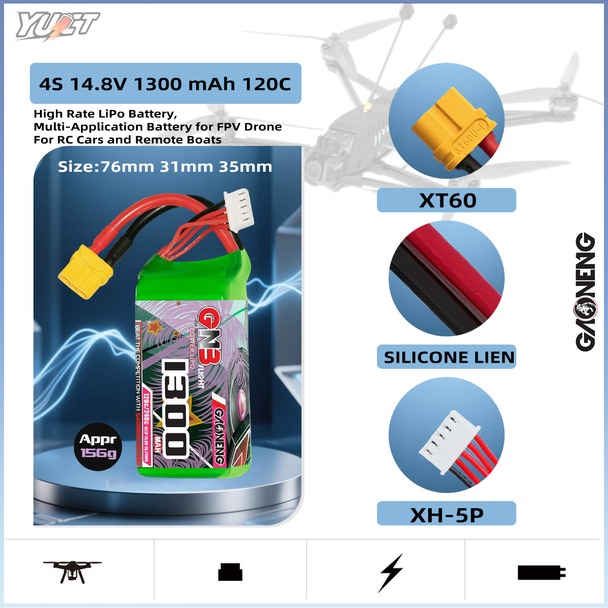 YUCT GNB 6S LiPo Battery 22.2V - Drone Battery 6S reseña y precio