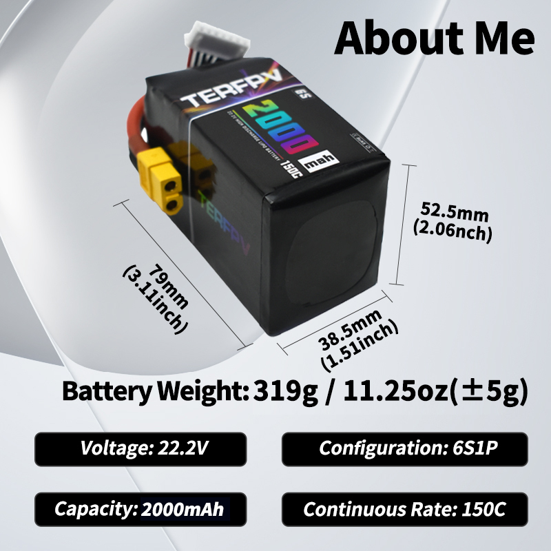 TERFPV 6S 22.2V 2000mAh 150C/3 - Drone Battery Connector reseña y precio