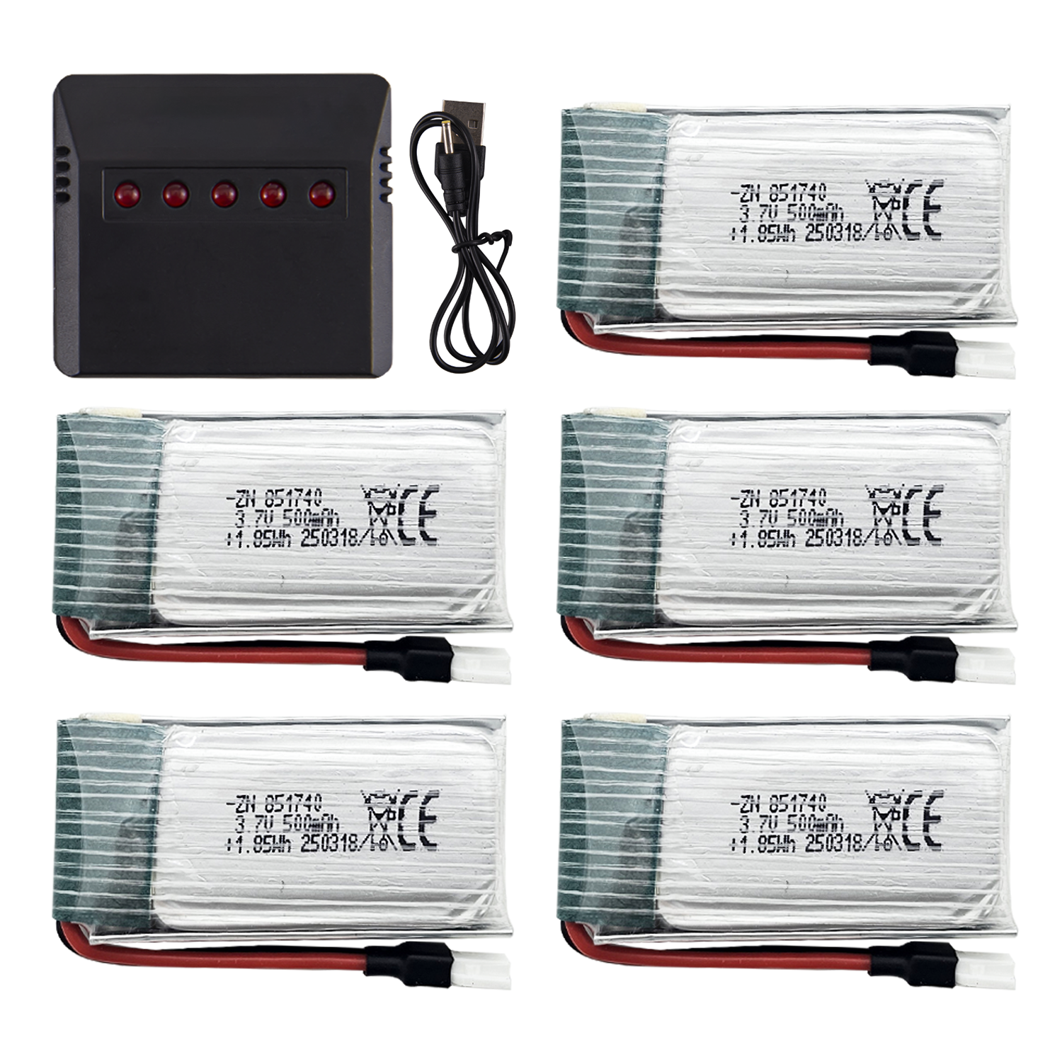 5Pcs 3.7V 500mAh LiPo Batterie - Drone Battery Bag reseña y precio