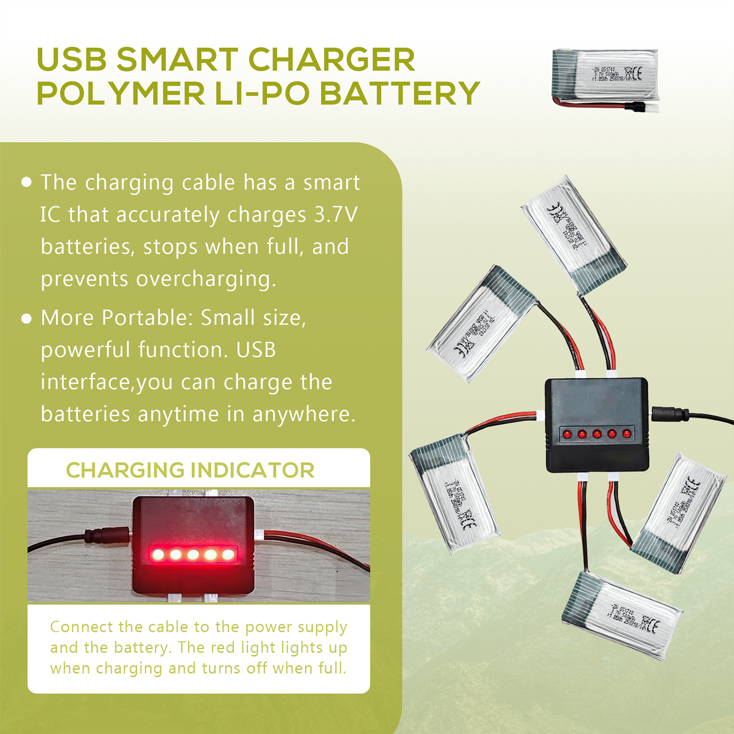 5Pcs 3.7V 500mAh LiPo Batterie - Drone Battery Bag reseña y precio